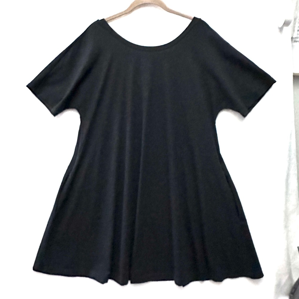 COS M Swing Dress Pockets Scoop Neck Low back A-Line Jersey Black Short Sleeve